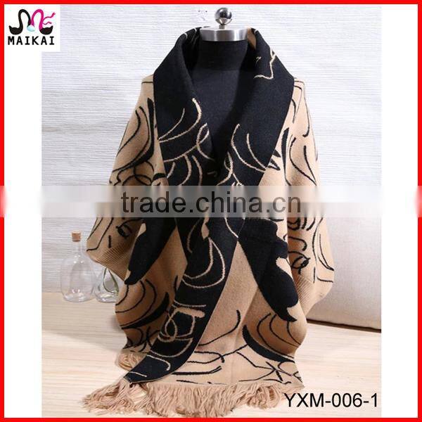 Elegant women's winter fashion jacquard scarf shawl