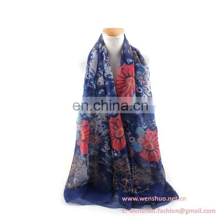 2016 Solid Sunflower Printed Scaf Ladies Rural Style Viscose Shawl