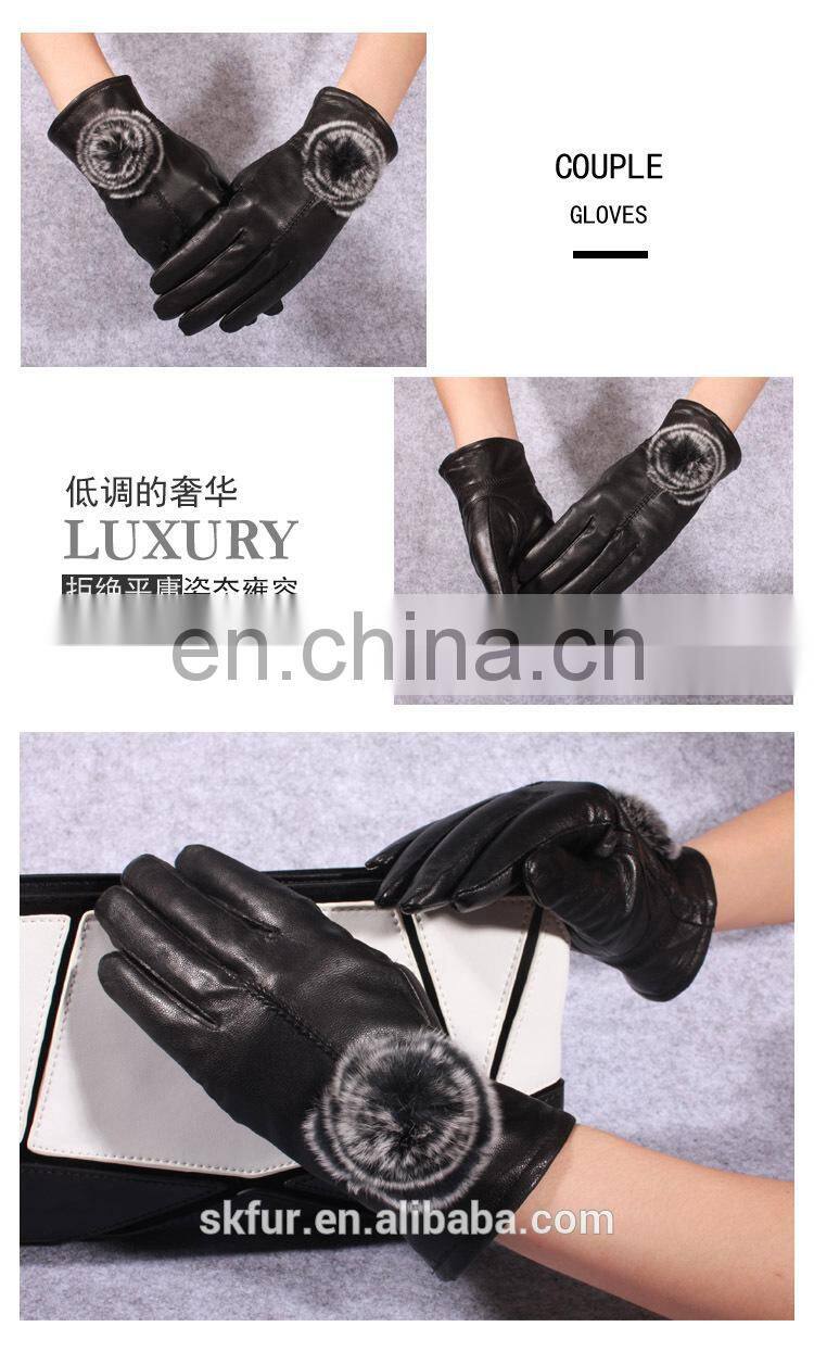 China factory wholesale winter warm real sheepskin soft leather work glove for lady
