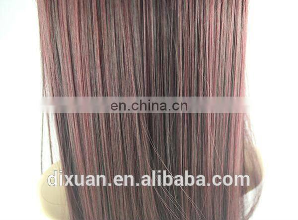 girls wig oblique long straight hair fluffy bangs high temperature wire wig