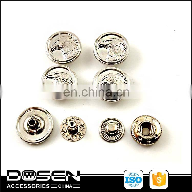 Custom Made Spring Fastening Famous Brand logo Clothing Snaps Metal Snap Button for Denim Blazers Suit Coat Leather Jacket Bag