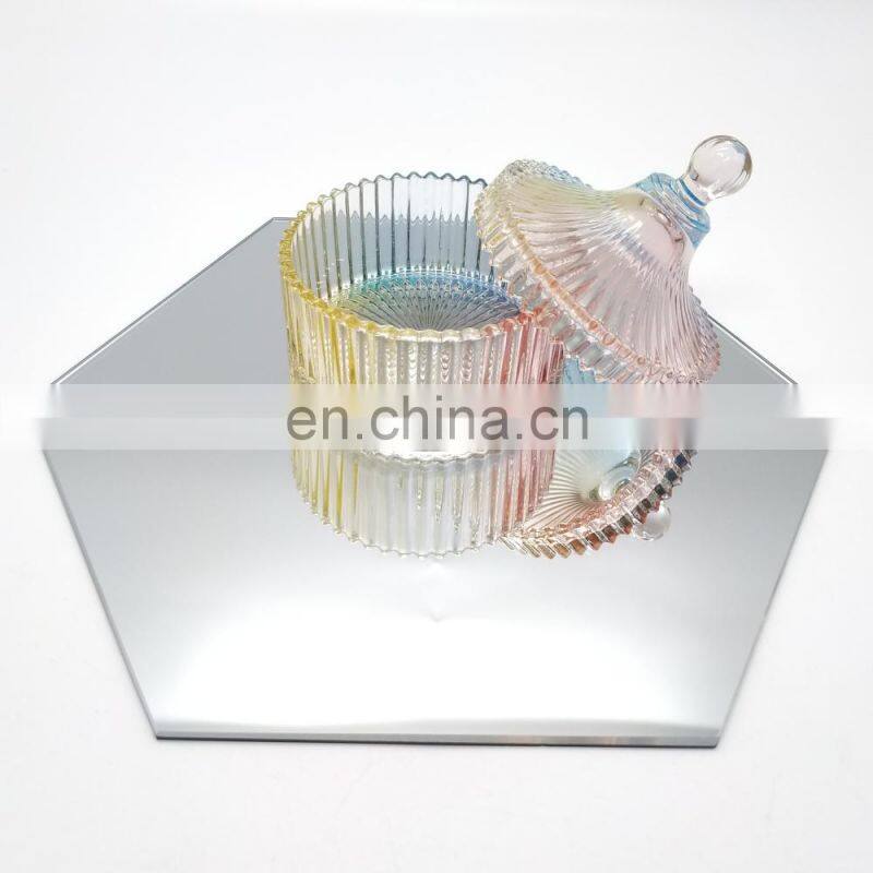 Round Mirror Candle Plate Table Centerpieces for Wedding Decoration