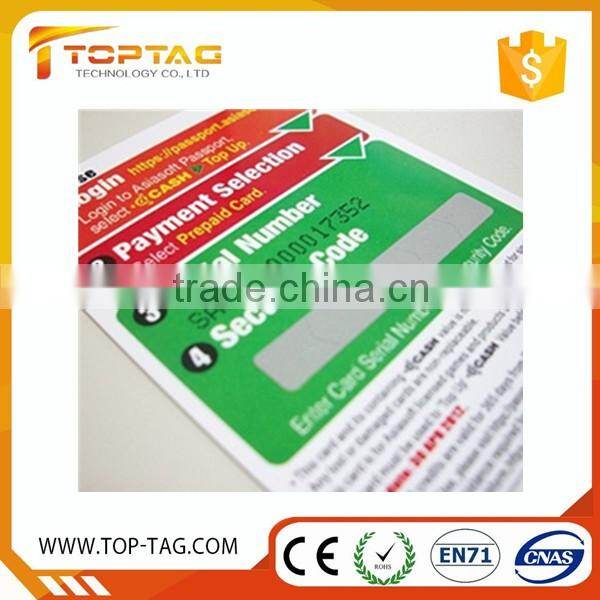 Offset printing Paper Scratch Card,Prepaid Scratch Phone Card