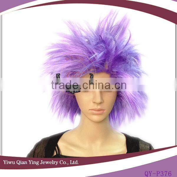 cheap synthetic short halloween purple wig