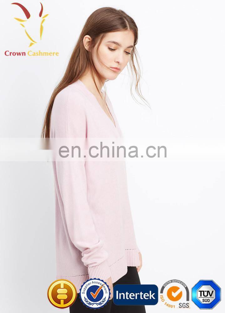 V Neck 100% women's Cashmere Sweater Pullover