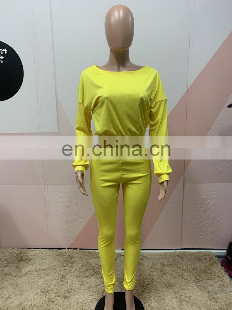 Customized Long Sleeve Clothes Ladies Fitness Sportswear Spring Autumn Winter Fashion Clothing Two Pieces 2 Piece Jogging Pants