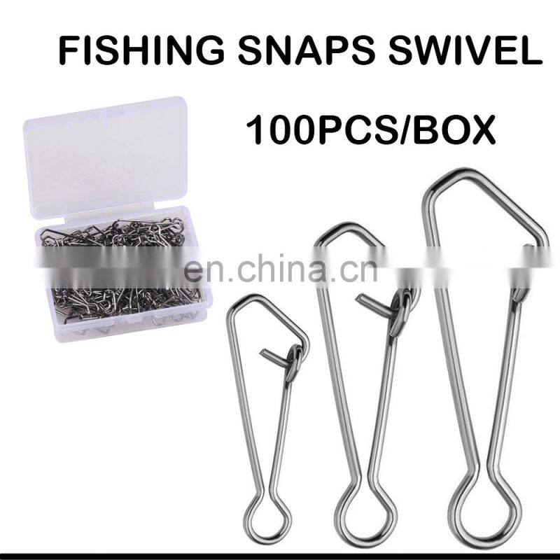 JOHNCOO 100PCS Wholesale Snap Lock Swivel Metal Fishing Pin Loop Fish Hook Accessory
