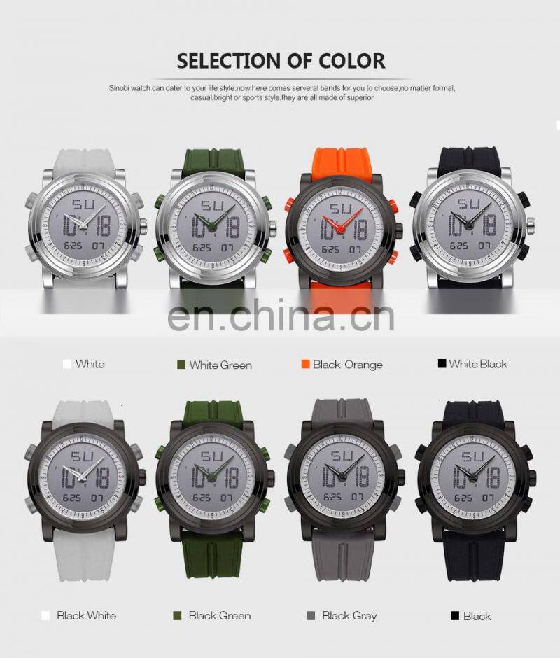 Small Order 50PCS Factory Direct Men's Watch Chronograph Silicone Band Alarm Watches Man Sport Wristwatch
