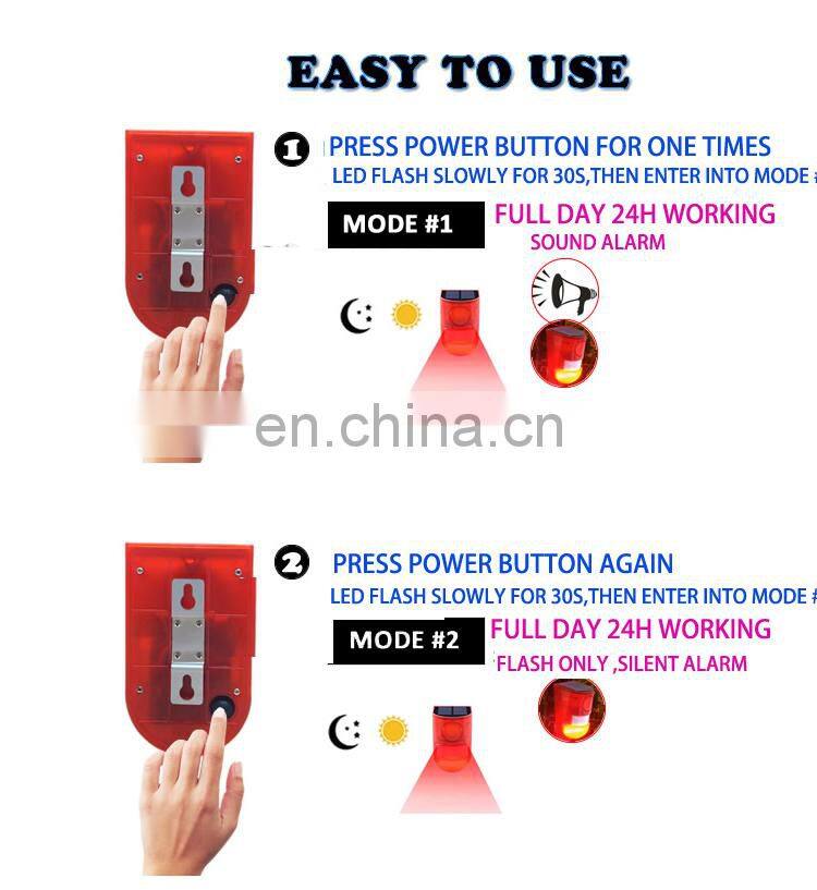 Solar Blinking Led Alarm Light Sensor Outdoor Wireless Solar Power Lamp Alarm