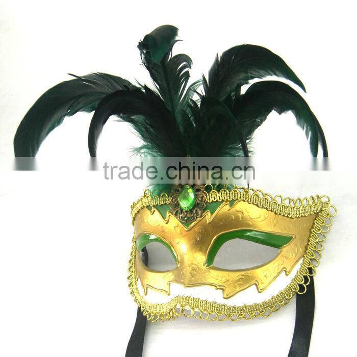 Hand Painted Mask For Easter With Feather Rhinestone Handmade