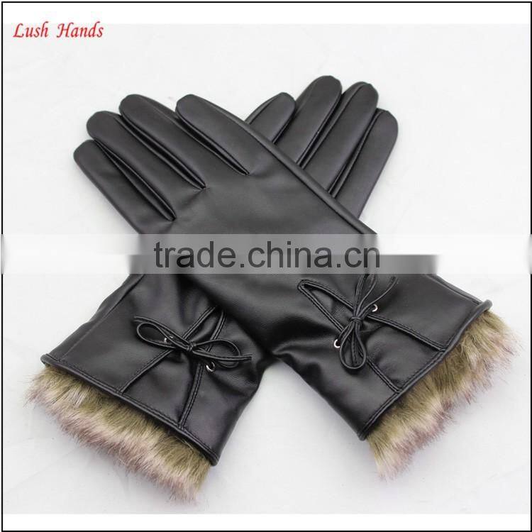ladies PU working leather gloves women winter