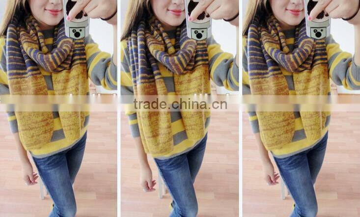 New Arrvial Winter Fashion Woman Long Striped Wool Knitted Scarf
