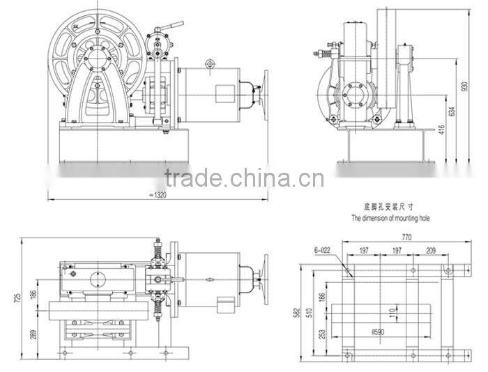 VVVF Elevator Geared Traction Machine BD-YJ210, Lift Motor