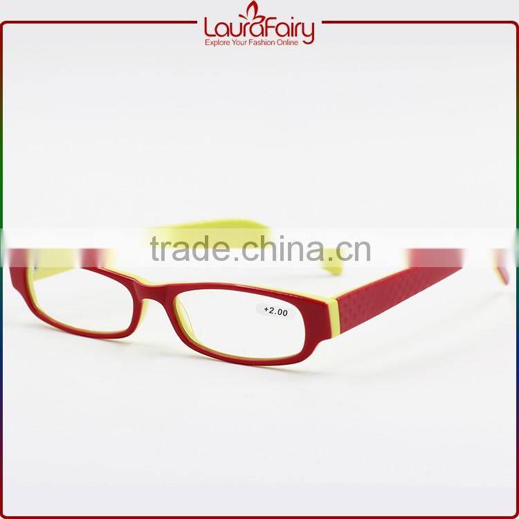 Laura Fairy Personal Red Yellow Plastic Acetate Japanese Optics Reading Glasses 2.0