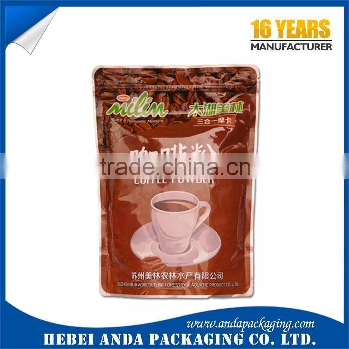 Moisture Proof Heat Sealing Cocoa Powder Plastic Packaging Bag/ Laminated Plastic Zipper Bag for Whey Protein Powder Packaging