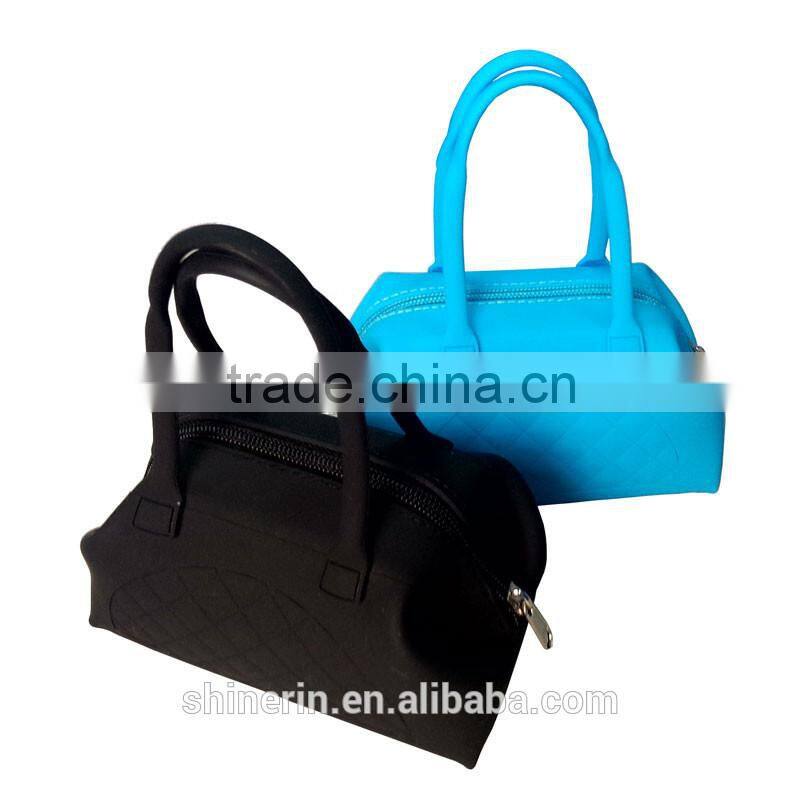 Candy Color Women Waterproof Silicone Mini Tote Coin Purses Hand Carry Money Bags With Zipper