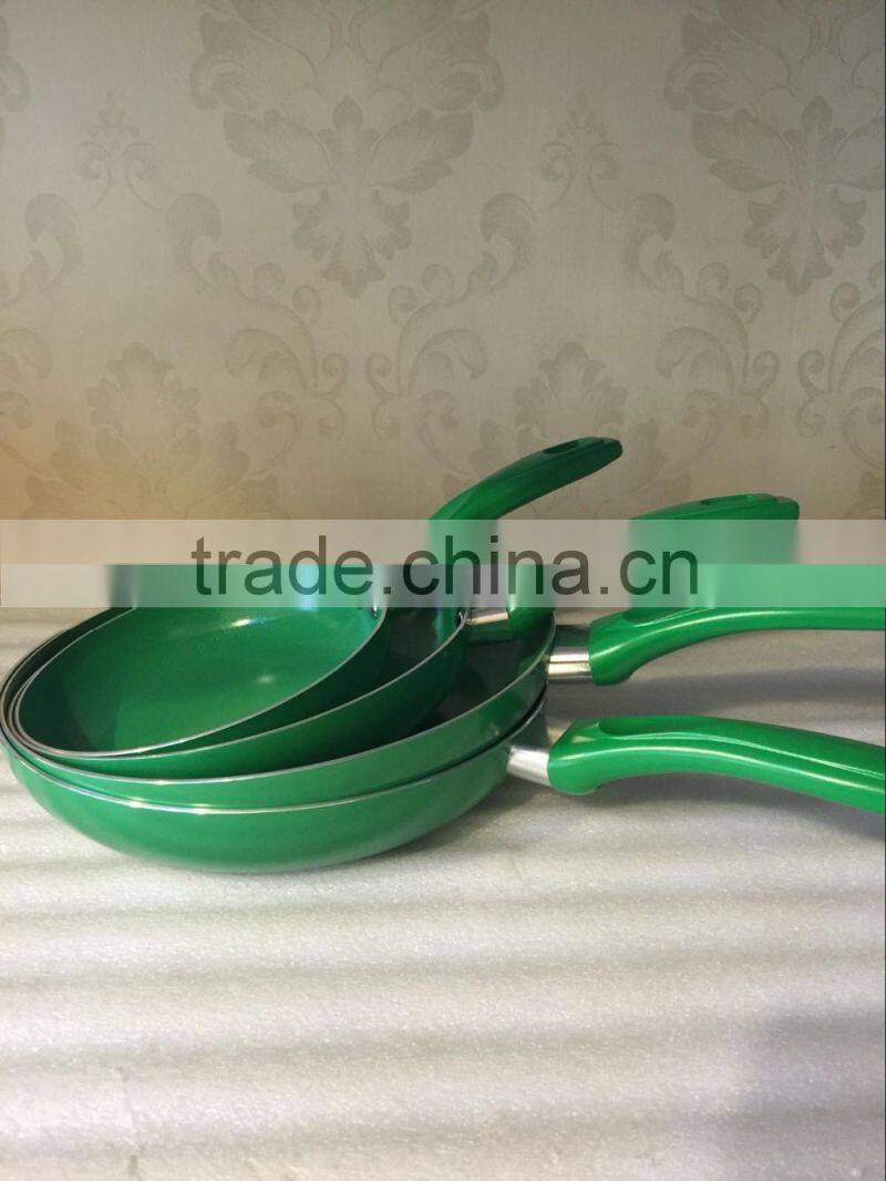 Aluminum Nonstick Pressed /Forged Green Ceramic Coating Colored Frying Pan Pizza Pan Egg Pan