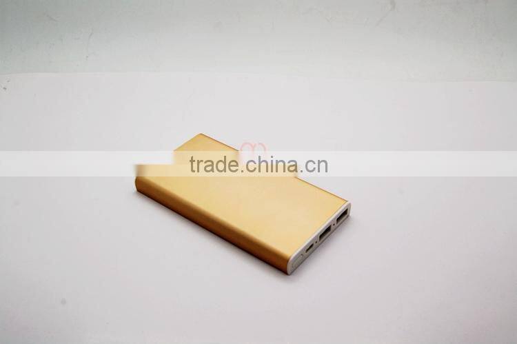 Manufactory power bank W008 aluminium alloy High quality polymer 5000mah power bank portable external battery charger for samsu