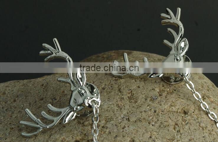 Antler Sweater chain clips Cardigan clips collar clips Gold sweater guard brooch