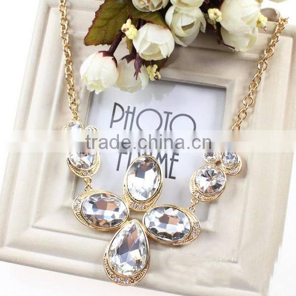 Gold filled Clear Diamond Glass Necklaces