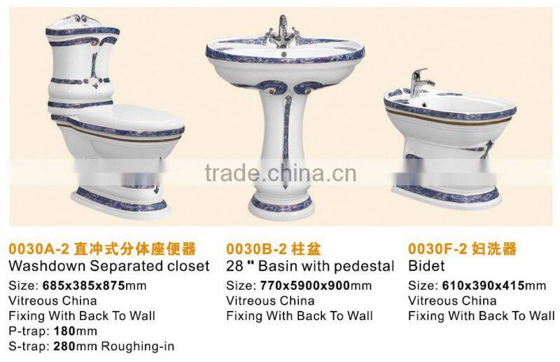 China supplier bathroom design two piece toilet set