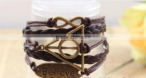 >>New arrival SW16498 promotion infinity leather charm bracelet/