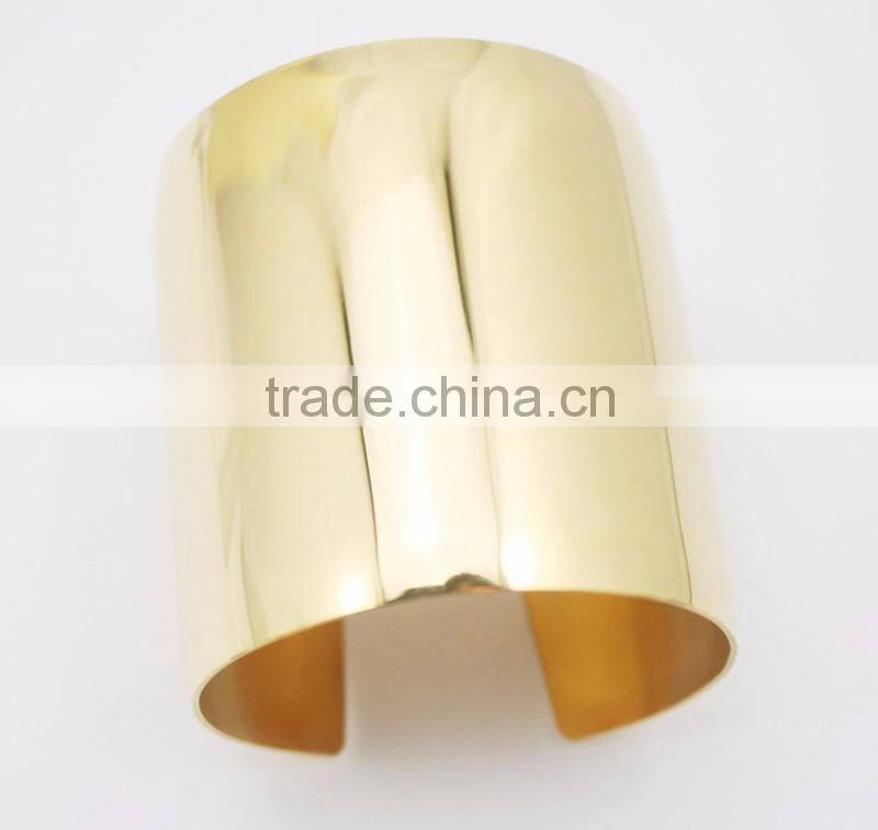 Simple Design Stainless Steel Blank Ultra Wide Gold Bangle Bracelets Cuff