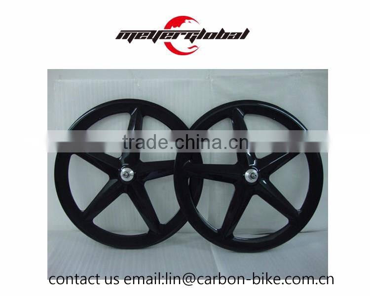 MeyerGlobal best carbon track wheels 700C five spoke fixed gear bike tubular wheels with ffwd decal