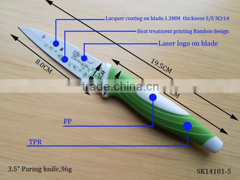 2PCS color coating kitchen knife set with double blister card packing