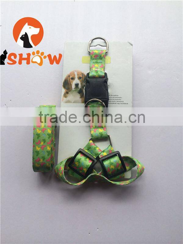 pet dog lead rope back leash set fabric back leopard print