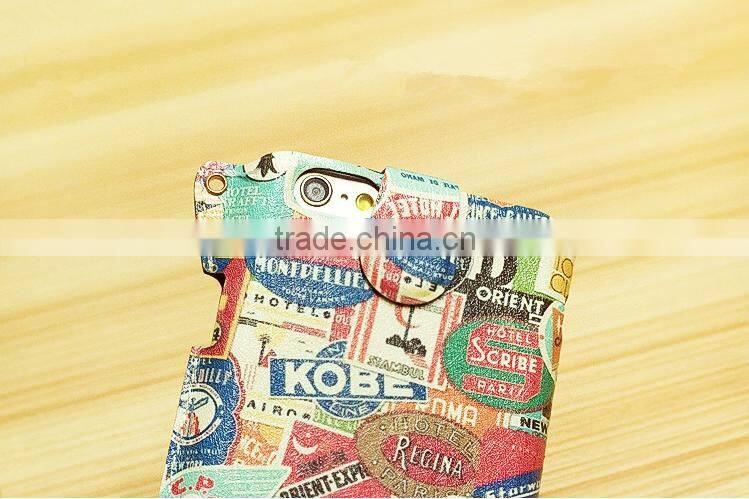 Printed Mobile Phone Case With Sling Rope Cute Cartoon Print Leather Case For iPhone 6
