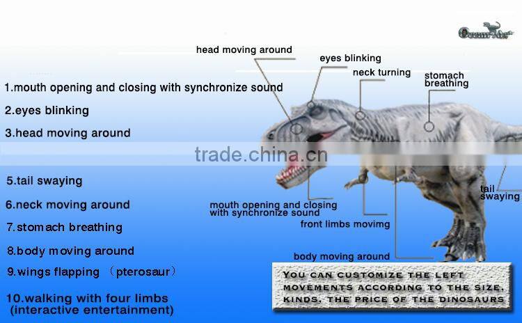 Theme park coin operated animatronic walking dinosaur rides