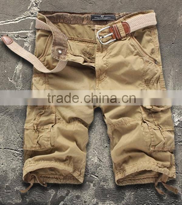 2015 Mens plain dye heavy wash cotton fishing shorts