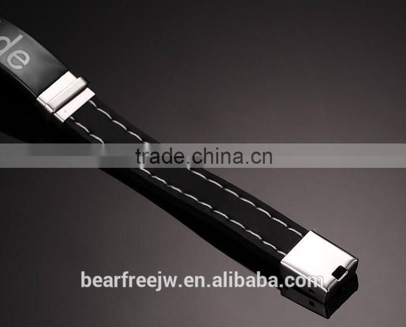 Mens Womens Stainless Steel ID Bracelet Engraved "Pride" for Gay & Lesbian Silicone Chain Black