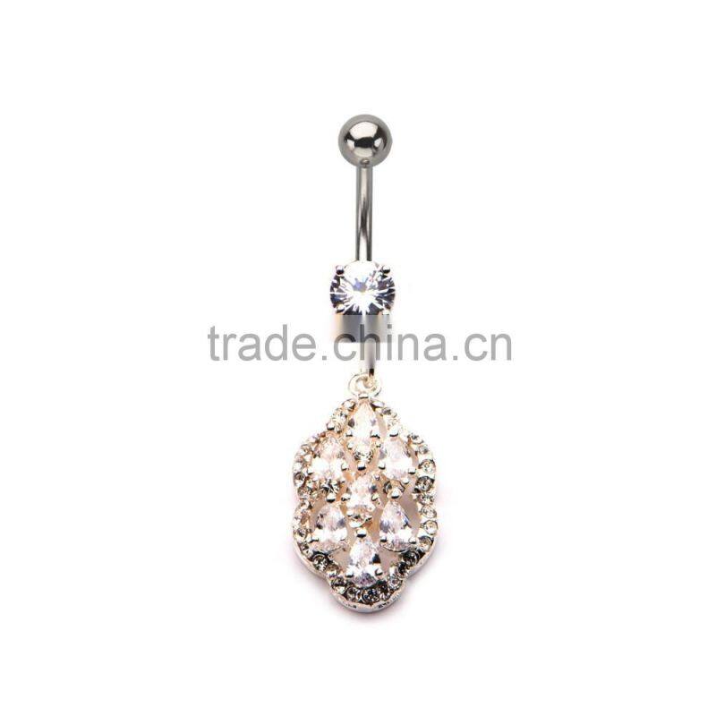 Cluster Gem Dangle Navel Belly Ring