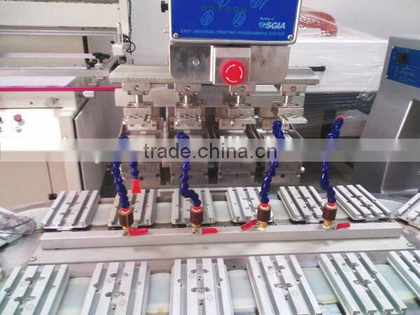 semi-automatic pneumatic 4-Color Conveyor Belt pen pad printing machine with open ink tray