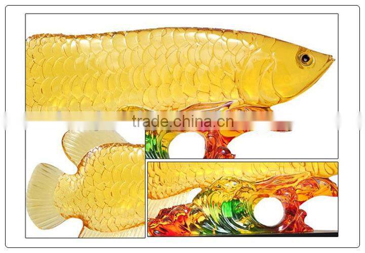 Resin Liuli color Chinese Luckly Golden fish , resin statue