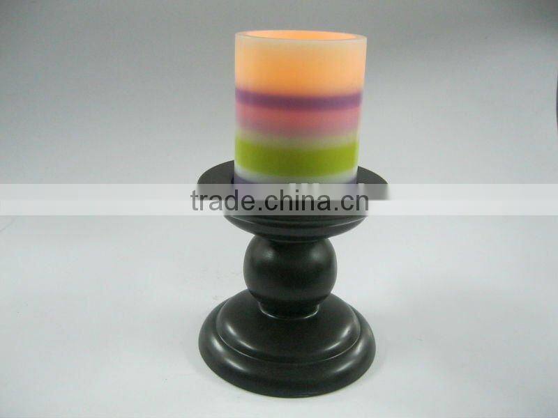 5" height colorful wax shell window candle with black holder