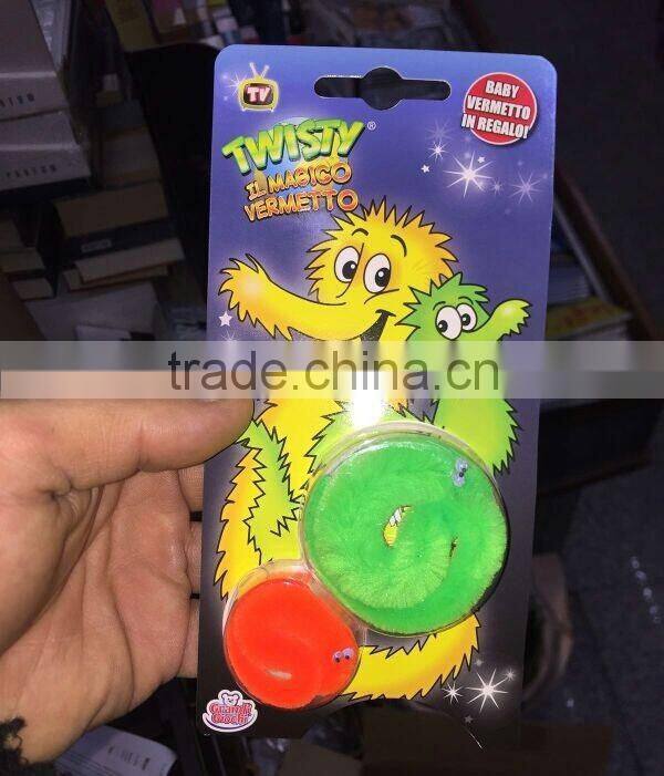 2016 trendy blister card mr fuzzy magic worm toy