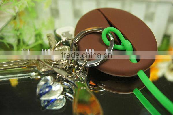 Silicone Custom Coffee Bean Shaped Design Key Chain