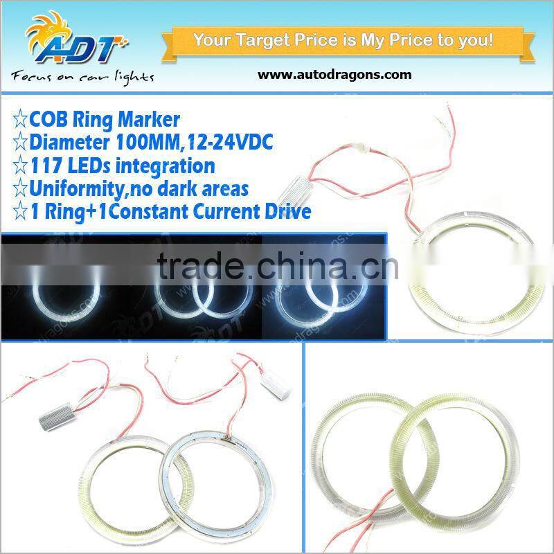 1Pair 90MM Car Led Headlight COB LED Halo Ring Angel Eyes Warning Lamps