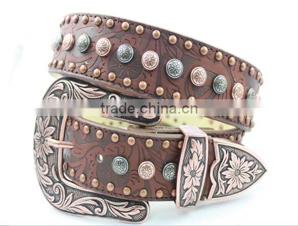 2016 New Design Unisex Genuine Leather Studs Fashion Belt Waist Belt