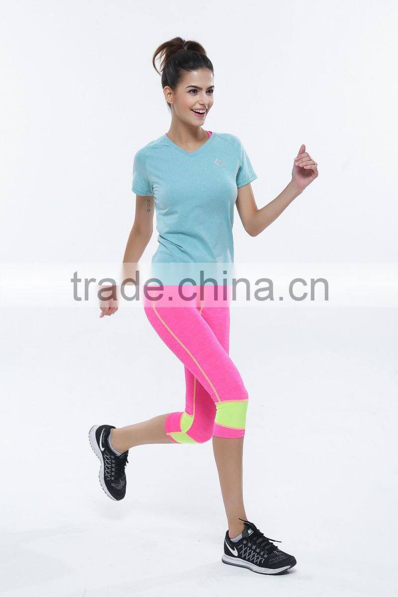 Soft jersey short sleeve and capris yoga wear women wholesale yoga wear