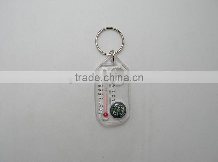 High quality Plastic keychain compass with thermometer