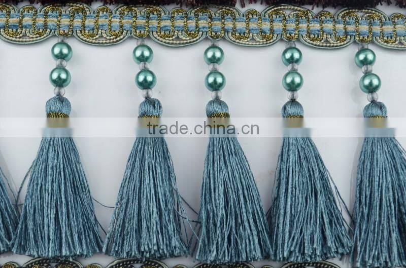 cheap curtain colorful tassel fringe trim,stock fringe curtain tassel