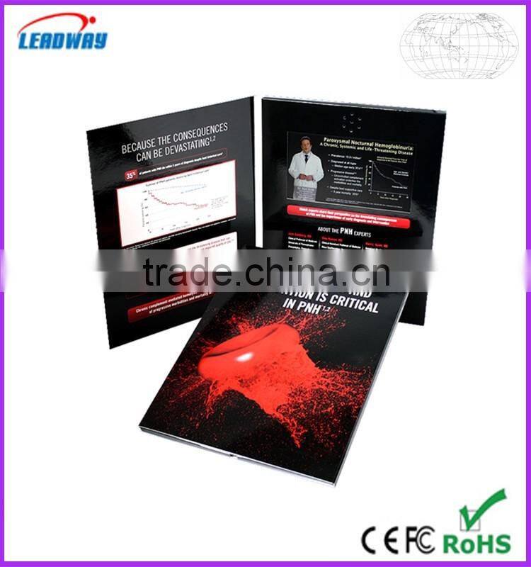 2016 Factory customized newest video greeting card/ lcd video greeting card/video invitation card