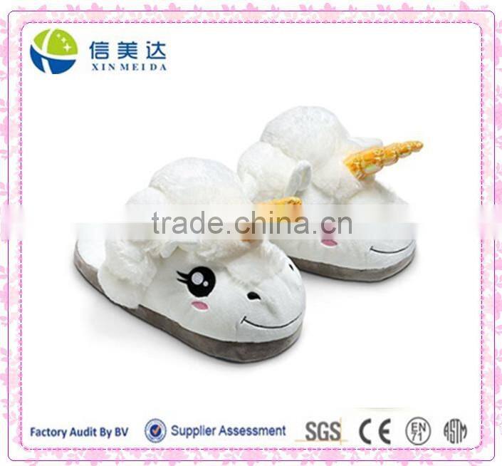 Hot Selling Plush Unicorn Stuffed Slippers for Promotion