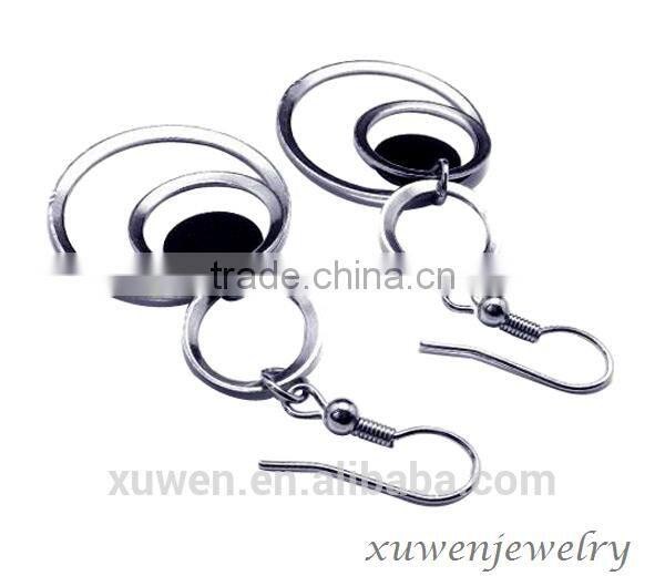 oval red enamel stainless steel long hanging earrings