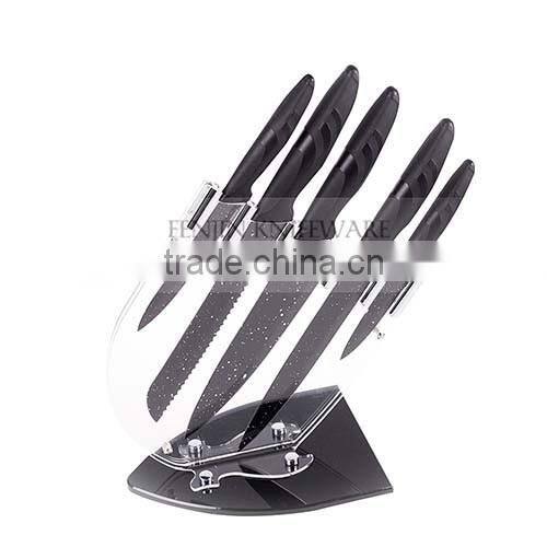 5pcs Non-Stick Royal Knife Set with TPR Knife Block Set
