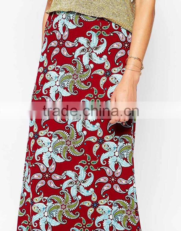 Rose print long skirt for womens maxi skirt